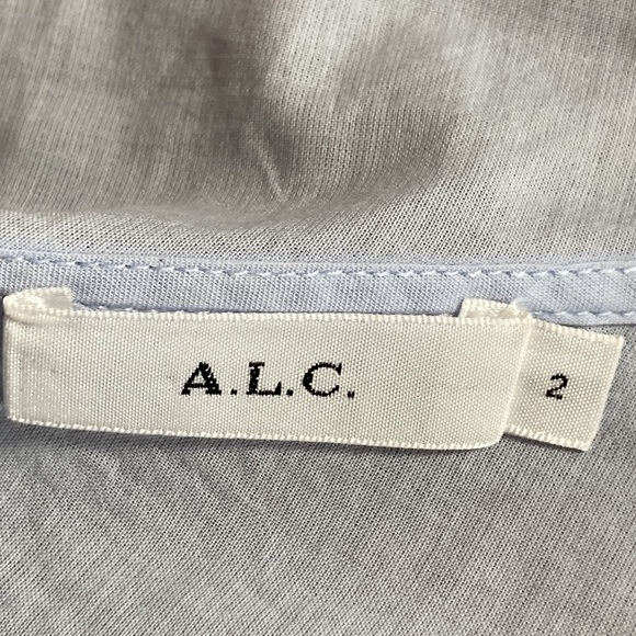 ALC BRIELLE Blue Poplin One Sleeve Ruffle Top Size 2 - Picture 6 of 13